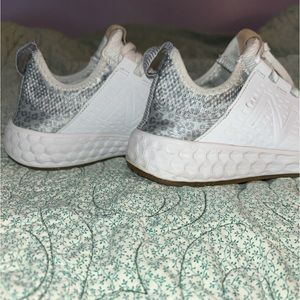 New Balance size 8 in women shoes! White & grey cheetah! Only worn a few times!